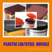 Airtight cap and plastic lid with steel buckle for cooky jar production